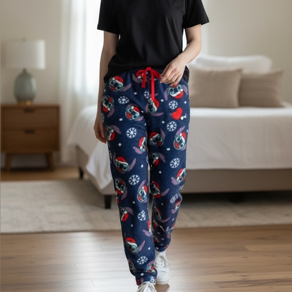 Disney Other - Disney Festive Blue Pajama Bottoms with Character and Snowflakes